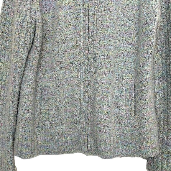 Full Zip Sweater Woman’s Size Large Flyshacker Colorful Knit Pockets Wool Blend - Picture 3 of 11